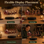 Floating Santa Sleigh, Santa'S Flying Sleigh Magnetic Levitation Christmas Display, Floating Santa Claus Tabletop Decorations Reindeer Xmas Ornaments for Home, Office, Shelf & Holiday Party