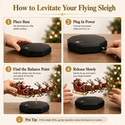 Floating Santa Sleigh, Santa'S Flying Sleigh Magnetic Levitation Christmas Display, Floating Santa Claus Tabletop Decorations Reindeer Xmas Ornaments for Home, Office, Shelf & Holiday Party